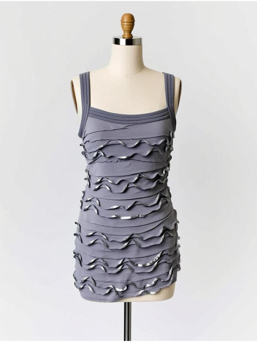Express Gray Ruffle Detail Tank Top Size M